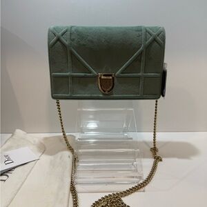 Christian Dior Diorama Green Velvet Crossbody Bag